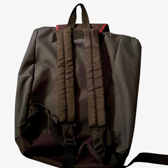 Vintage Northwest Territory Backpack Green Canvas Leather Trim Multiple Pockets - Picture 3 of 4